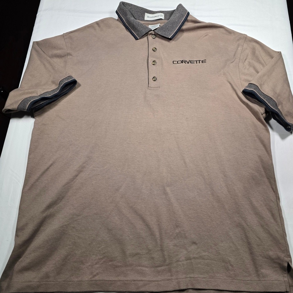 Munsingwear Penguin Mens XL Corvette Polo Shirt Tan Cotton Short Sleeve